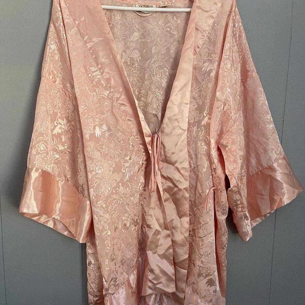 Vintage Victoria's Secret GOLD LABEL Kimono Robe Semi Sheer Solid Pink